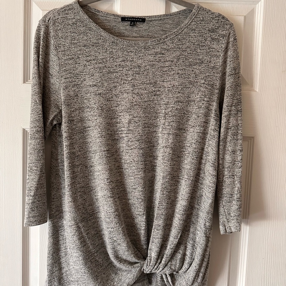 Gray Knot Front Women's Top